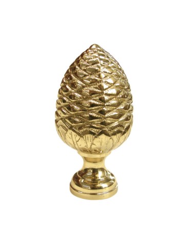 Remate en latón brillo tipo piña labrada para barandillas y escaleras decorativas