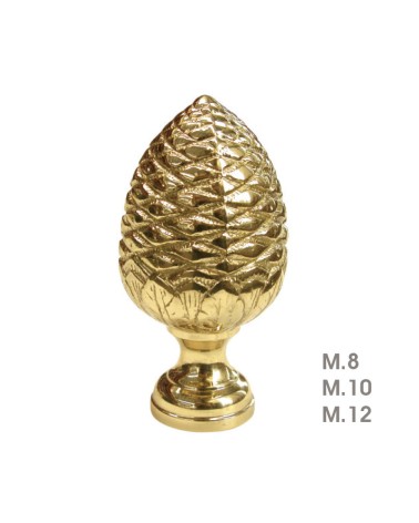 Remate en latón brillo tipo piña labrada para barandillas y escaleras decorativas