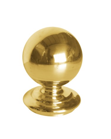 Remate en latón brillo tipo bola grande para barrotes de forja y pilares de entrada