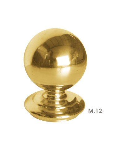 Remate en latón brillo tipo bola grande para barrotes de forja y pilares de entrada