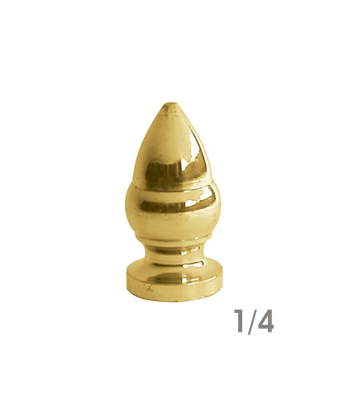 Remate en latón brillo cónico liso para barrotes de forja y barandillas de entrada