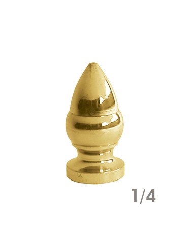 Remate en latón brillo cónico liso para barrotes de forja y barandillas de entrada