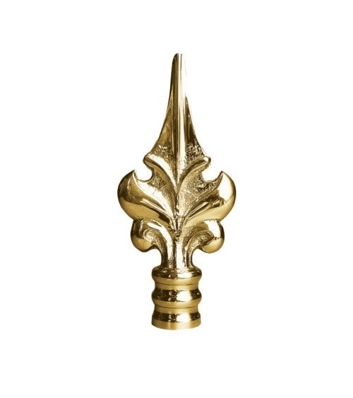 Remate en latón brillo tipo lanza decorativa para puertas de forja y portales
