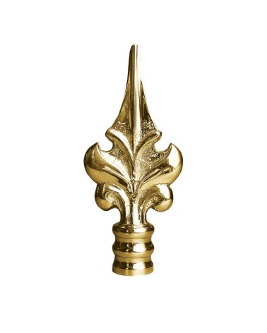 Remate en latón brillo tipo lanza decorativa para puertas de forja y portales