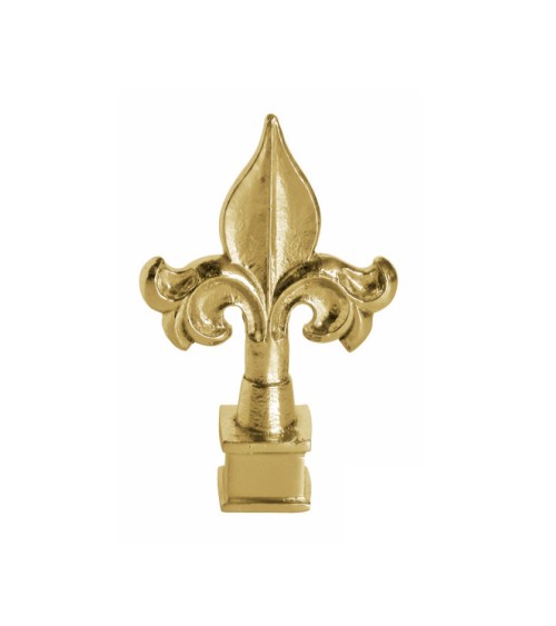 Remate en latón brillo tipo lanza flor de lis para barandillas y remates de escalera