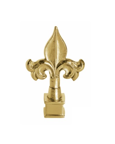 Remate en latón brillo tipo lanza flor de lis para barandillas y remates de escalera
