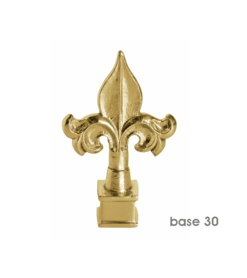 Remate en latón brillo tipo lanza flor de lis para barandillas y remates de escalera