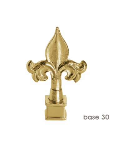 Remate en latón brillo tipo lanza flor de lis para barandillas y remates de escalera