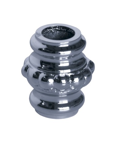 Macolla en latón cromado para barrote de forja redondo con aro perlado para remates de barandillas y portales