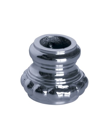 Macolla en latón cromado para barrote de forja redondo con franja perlada abombada para rejas y puertas de entrada