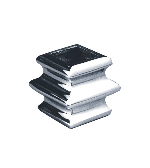 Macolla en latón cromado para barrote de forja cuadrado estampada para puertas de entrada y portales