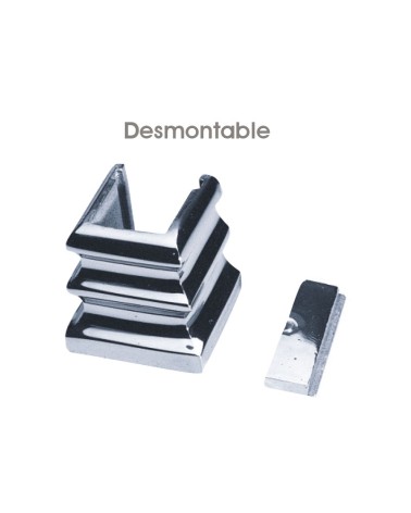 Macolla en latón cromado para barrote de forja cuadrado desmontable decorativa para barandillas y rejas de acceso