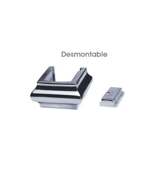 Macolla en latón cromado para barrote de forja cuadrado desmontable en puertas de forja y portales