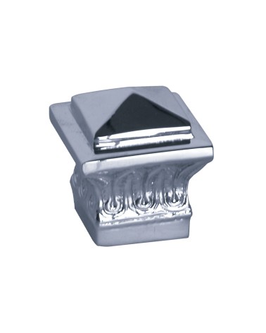 Remate en latón cromado cuadrado labrado para postes y barrotes de forja