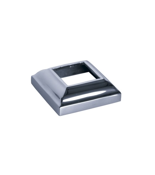 Base en latón cromado escalonada para barrote de forja cuadrado en escaleras y portales