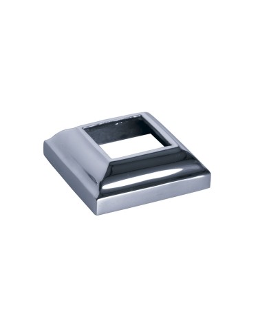 Base en latón cromado escalonada para barrote de forja cuadrado en escaleras y portales