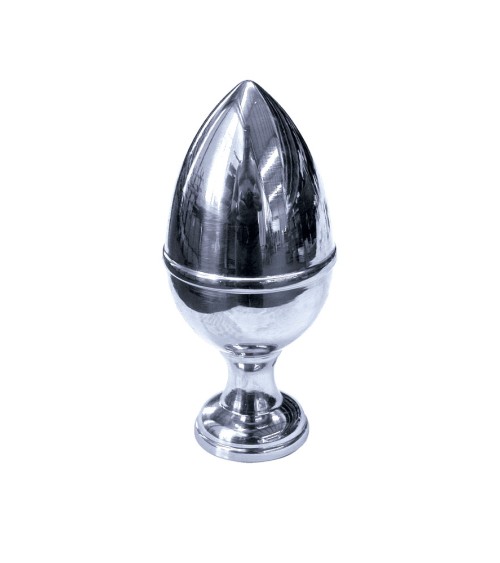 Remate en latón cromado tipo bellota lisa para barrotes de forja y barandillas