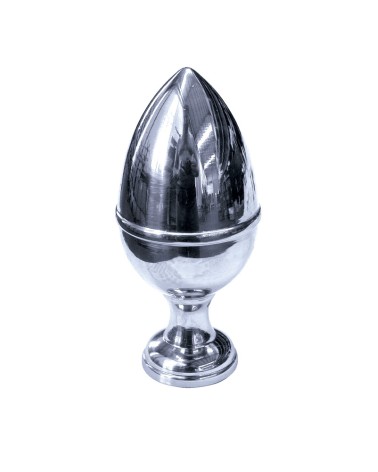 Remate en latón cromado tipo bellota lisa para barrotes de forja y barandillas