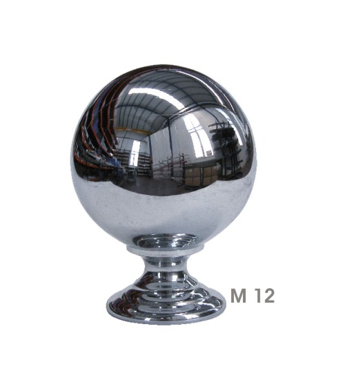 Remate en latón cromado tipo bola grande para barrotes de forja y pilares de entrada