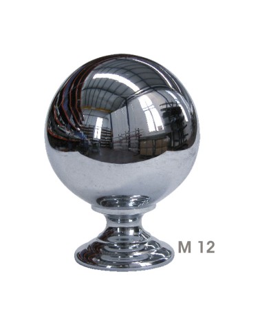 Remate en latón cromado tipo bola grande para barrotes de forja y pilares de entrada
