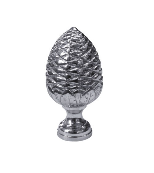 Remate en latón cromado tipo piña labrada para barandillas y escaleras decorativas