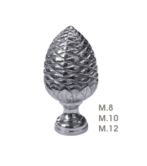 Remate en latón cromado tipo piña labrada para barandillas y escaleras decorativas
