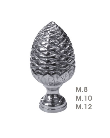 Remate en latón cromado tipo piña labrada para barandillas y escaleras decorativas