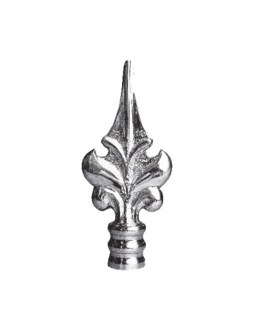 Remate en latón cromado tipo lanza decorativa para puertas de forja y portales