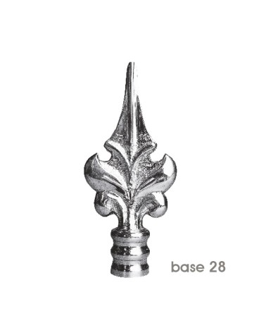 Remate en latón cromado tipo lanza decorativa para puertas de forja y portales