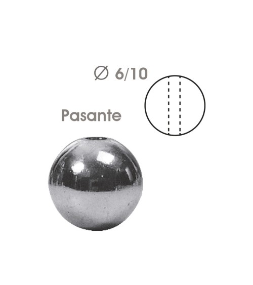 Bola en latón cromado pasante para barrotes de forja redondos y barandillas