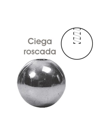 Bola en latón cromado ciega roscada para remates de barrotes redondos