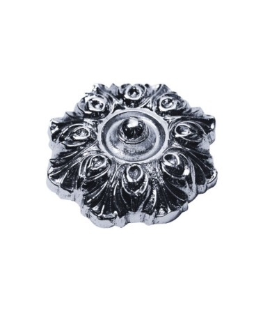 Rosetón en latón cromado redondo floreado para portales y rejas