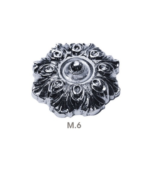 Rosetón en latón cromado redondo floreado para portales y rejas