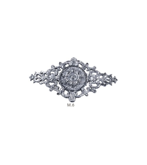 Rosetón en latón cromado ornamental para puertas de portal y portones