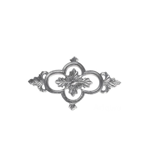 Rosetón en latón cromado decorativo trebol cuatro hojas para portales y rejas de entrada