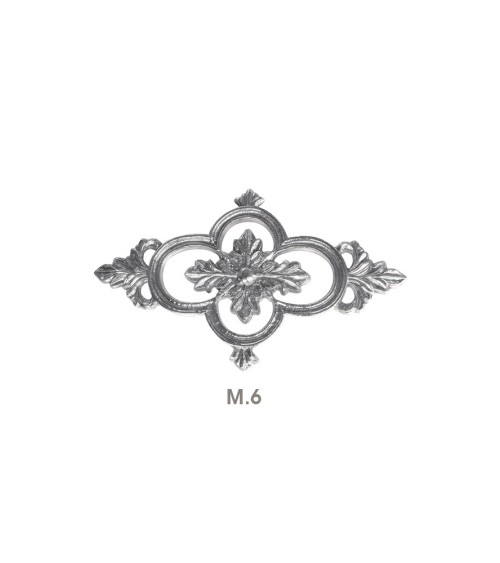 Rosetón en latón cromado decorativo trebol cuatro hojas para portales y rejas de entrada