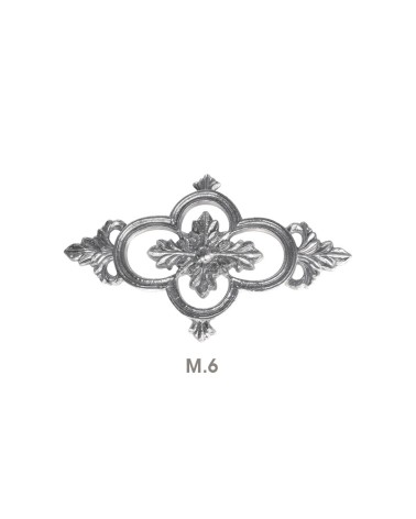 Rosetón en latón cromado decorativo trebol cuatro hojas para portales y rejas de entrada