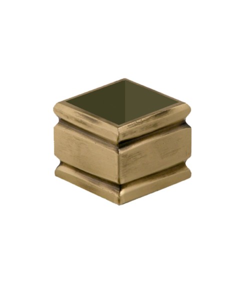 Macolla en latón patinado para barrote cuadrado en rejas y barandillas de entrada