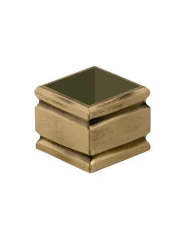 Macolla en latón patinado para barrote cuadrado en rejas y barandillas de entrada