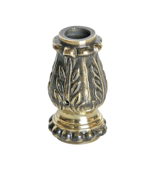 Macolla en latón patinado para barrote de forja redondo estampada decorativa para puertas de forja de entrada