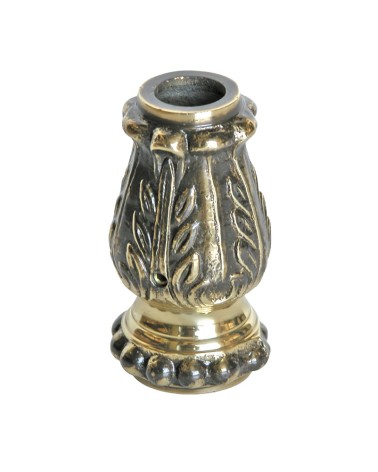 Macolla en latón patinado para barrote de forja redondo estampada decorativa para puertas de forja de entrada