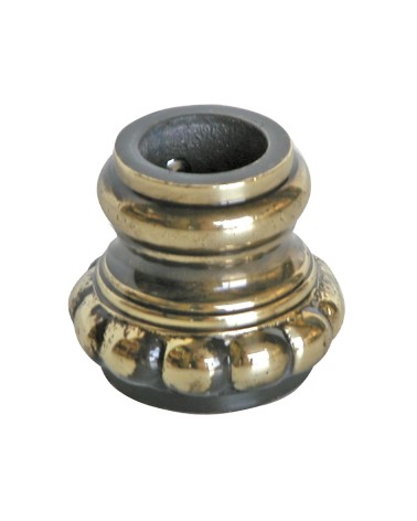 Macolla en latón patinado para barrote de forja redondo con franja perlada abombada para rejas y puertas de entrada