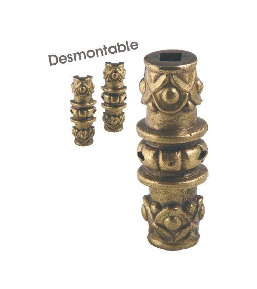 Macolla en latón patinado desmontable labrada ornamental para puertas y barandillas