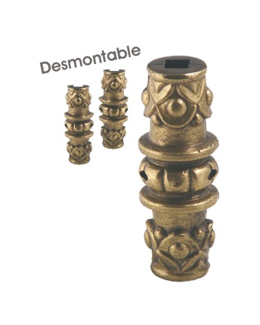 Macolla en latón patinado desmontable labrada ornamental para puertas y barandillas