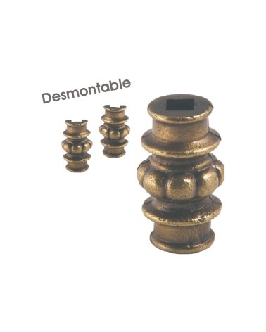 Macolla en latón patinado desmontable con relieve decorativo para rejas y portales