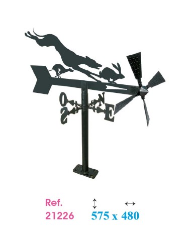 Veleta de Hierro Galgo Persiguiendo Liebre para Jardín - Veleta de Viento con Aspas de Caza Fabricada en España