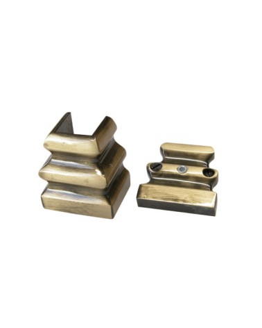 Macolla en latón patinado para barrote de forja cuadrado desmontable decorativa para barandillas y rejas de acceso