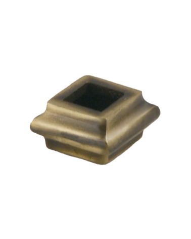 Macolla en latón patinado para barrote de forja cuadrado rectangular para pletinas de puertas de entrada