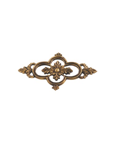 Rosetón en latón patinado decorativo trebol cuatro hojas para portales y rejas de entrada