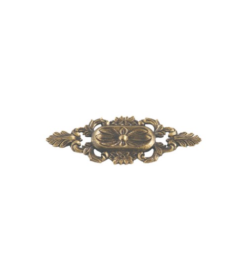 Rosetón en latón patinado ornamental alargado para portales y barandillas